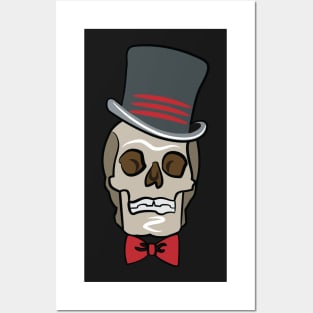 Halloween Skull in Top Hat and Bow Tie Posters and Art